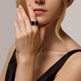 Sokolov Женское кольцо из керамики и красного золота 585 пробы с бриллиантами - 18 мм (57)