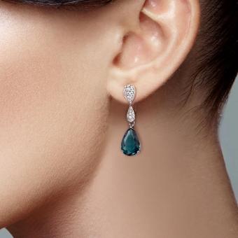 Sokolov Ohrhänger aus 925 Silber mit Zirkonia und blauen Glaskristallen