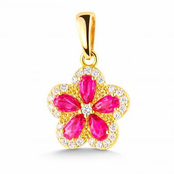 Подвеска "Цветок" из красного золота 585 пробы с фианитами