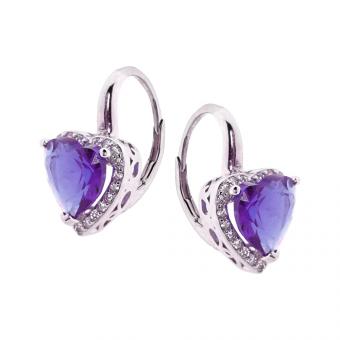 Herz-Ohrringe aus 925 Silber mit Zirkonia (Farbauswahl)