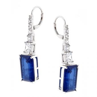 Earrings in 925 silver with blue, green or turquoise zirconia