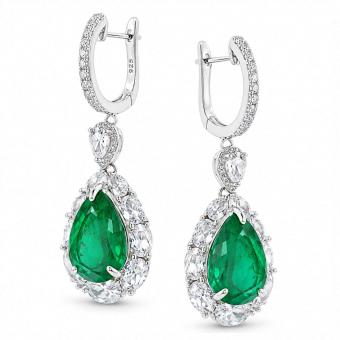 Earrings in 925 silver with sapphire, agate or ruby and colorless zirconia