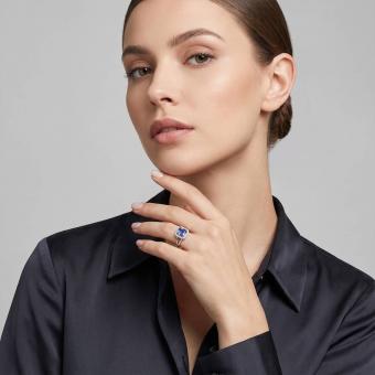 Damenring aus 925 Silber mit blauem und farblosen Zirkonia