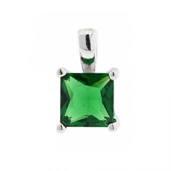 Комплект украшений из серебра 925 пробы с зелеными циркониями: серьги + подвеска + женское кольцо