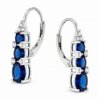 Schmuckset: Kette, Anhänger & Ohrringe aus 925 Silber mit Zirkonia, rot oder blau