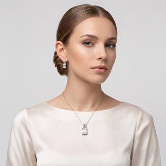Set: Ohrringe + Anhänger aus 925 Silber mit Glaskristallen und Zirkonia