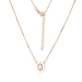 Set: Earrings + necklace in 925 silver, gold-plated, with zirconia, framed in enamel