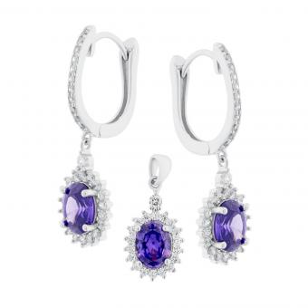 Schmuckset aus 925 Silber mit Zirkonia – Ohrhänger und Anhänger im edlen Design