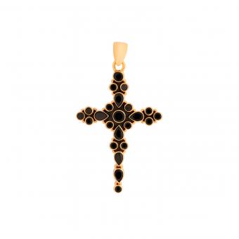 Кулон в виде креста из серебра 925 пробы с фианитами в трех цветовых вариантах