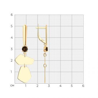 Серьги из позолоченного серебра 925 пробы с раухтопазом