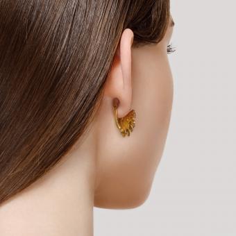 Sokolov Серьги из серебра 925 пробы с янтарём, кристаллами циркония и эмалью