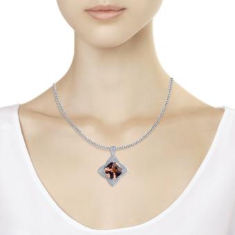 Подвеска из серебра с ситаллом и фианитами