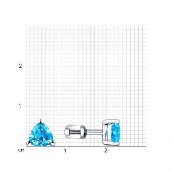 Серьги-пусеты из серебра 925 пробы с топазами