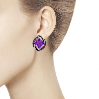 Sokolov earrings in 925 silver with sitall, zirconia and enamel