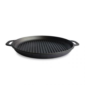 BriZoll Wok aus Gusseisen mit Grillpfannendeckel