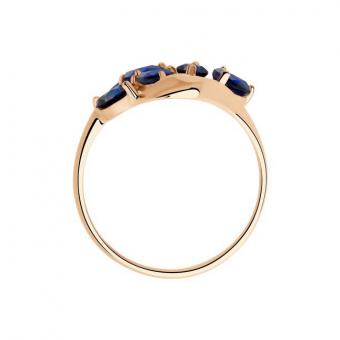 Sokolov Кольцо из красного золота 585 пробы с синт. сапфирами