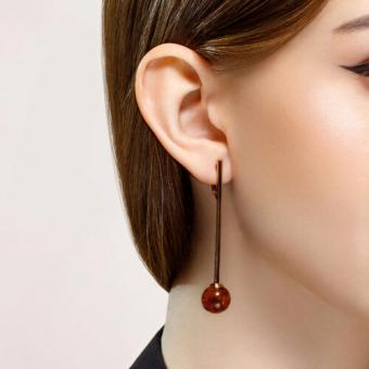 Sokolov Серьги из позолоченного серебра 925 пробы с синтетическими янтарями