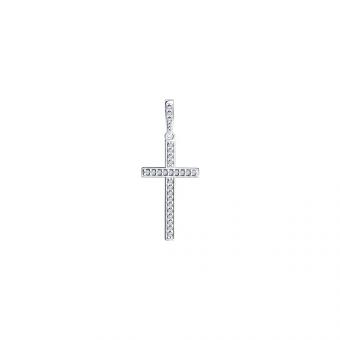 Sokolov SET of cross pendant with cubic zirconia and 925 silver chain