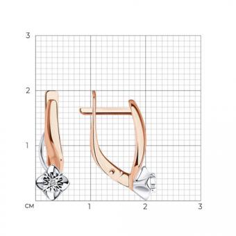 Sokolov Серьги из серебра 925 пробы с родиевым покрытием, позолотой и бриллиантами