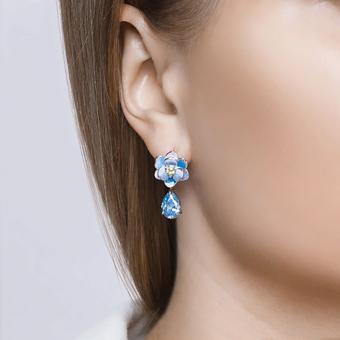 Sokolov Серьги из серебра 925 пробы с эмалью, хризолитами и фианитами