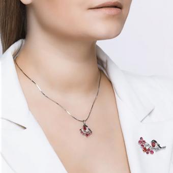 Sokolov Подвеска из серебра 925 пробы с красными рубинами и фианитами