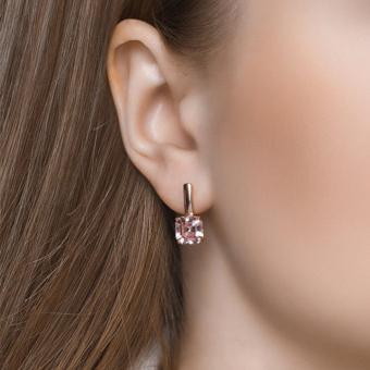 Серьги из позолоченного серебра 925 пробы с розовыми кристаллами swarovski