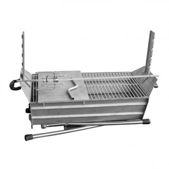 Mangal "Ritter" mit Drehspieß, HLB: 106 x 110 x 33 cm, mit Klappbeinen, Edelstahl 2 mm