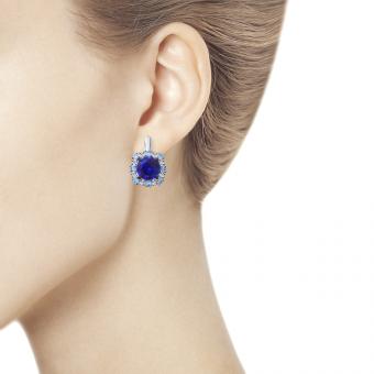 Sokolov Серьги из серебра 925 пробы с синими сапфирами и фианитами