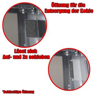 Edelstahl-Holzkohlegrill "Stern 90" mit klappbaren Beinen, Länge 90 cm 