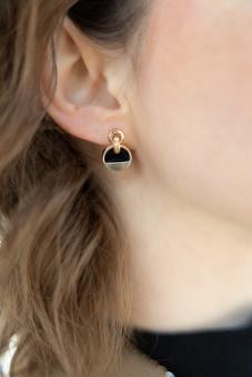 Ohrhänger, Russisches Rotgold 585, mit Onyx, Höhe ca. 18 mm