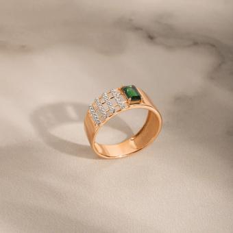 Damenring, Rotgold 585, mit Sitall und Zirkonia, Breite ca. 8 mm