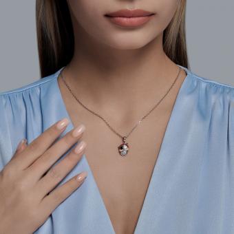 925 sterling silver pendant with cubic zirconia and enamel, height approx. 21 mm