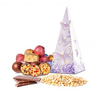 Set „Zedernfantasie“ – Zedern-Grillage in Zartbitterschokolade, 180 g in 3D-Box