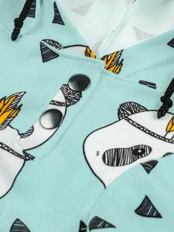 Hundemantel mit Kapuze in Minzfarbe, mit Panda-Motiv