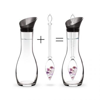 Set WELLNESS Karaffe mit Amethyst-Rosenquarz-Bergkristall inkl. Edelsteinstab