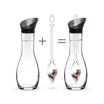 Set FIVE ELEMENTS Karaffe mit Edelsteinmischung aus 5 Kristallarten inkl. Edelsteinstab