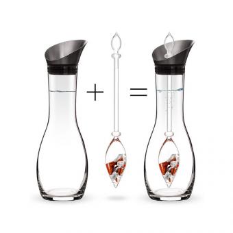 Set FITNESS Karaffe mit Roter Jaspis, Magnesit & Bergkristall inkl. Edelsteinstab