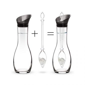 Set LUNA Karaffe mit Mondstein (Labradorith) & Bergkristall inkl. Edelsteinstab