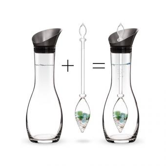 Набор ВЕЧНАЯ МОЛОДОСТЬ Графин Era вкл. колбу с горным хрусталём, авантюрином, аквамарином, дымчатым кварцем, объем 1,3 литра
