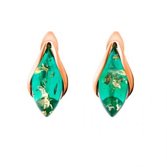 Серьги из позолоченного серебра 925 пробы с янтарными камнями