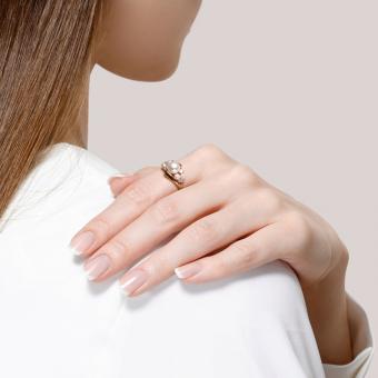Sokolov ladies' ring in 585 rose gold with pearls and zirconia