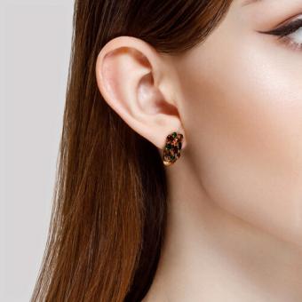 Sokolov Серьги из золота 585 пробы с Ситаллами, Раухтопазами и Гранатами