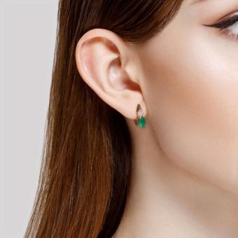 Sokolov Серьги из красного золота 585 пробы с зелёными агатами и фианитами