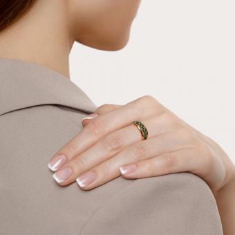 Sokolov Кольцо из красного золота 585 пробы с зелёными и синими фианитами