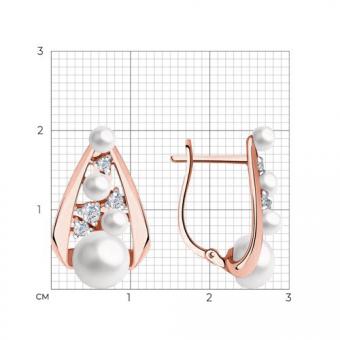 Sokolov Серьги из красного золота 585 пробы с жемчугом и фианитами