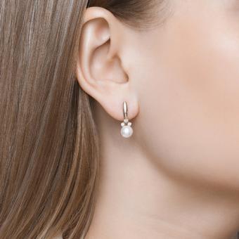 Sokolov Серьги из красного золота 585 пробы с жемчугом и фианитами