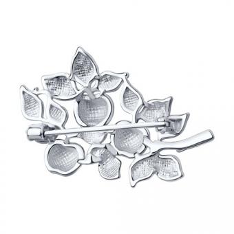 Diamant Брошь "Ветвь яблони" из серебра 925 пробы с эмалью