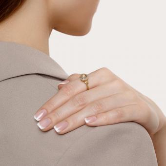 Sokolov ladies' heart-shaped ring in 585 rose gold with mother-of-pearl and diamonds