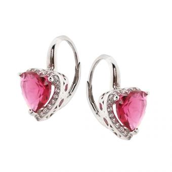 Herz-Ohrringe aus 925 Silber mit Zirkonia (Farbauswahl)