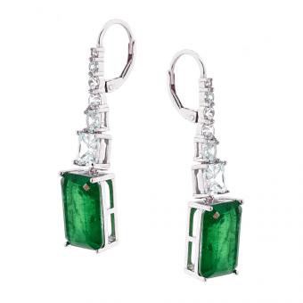 Earrings in 925 silver with blue, green or turquoise zirconia